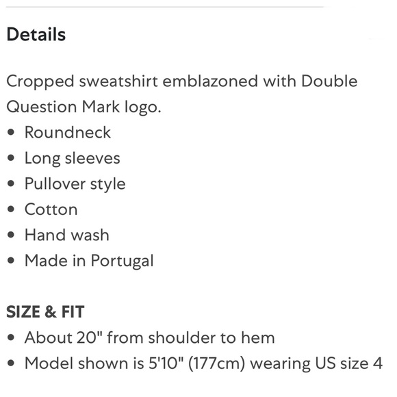 Moschino double question mark crop sweatshirt